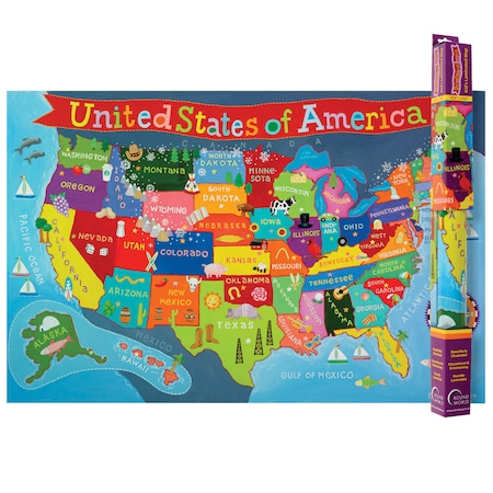 Round World Products Kids Map, United States, 24" x 36" KM02